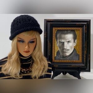 Ralph Lauren black hand-knit small stylish hat